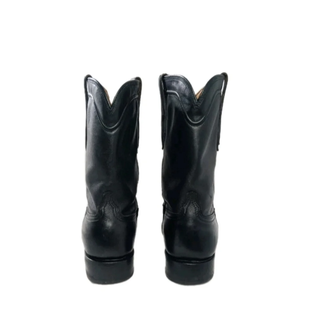 RUJO Black Leather Roper Boots Men's Size 9.5 D Cowboy Western Boots